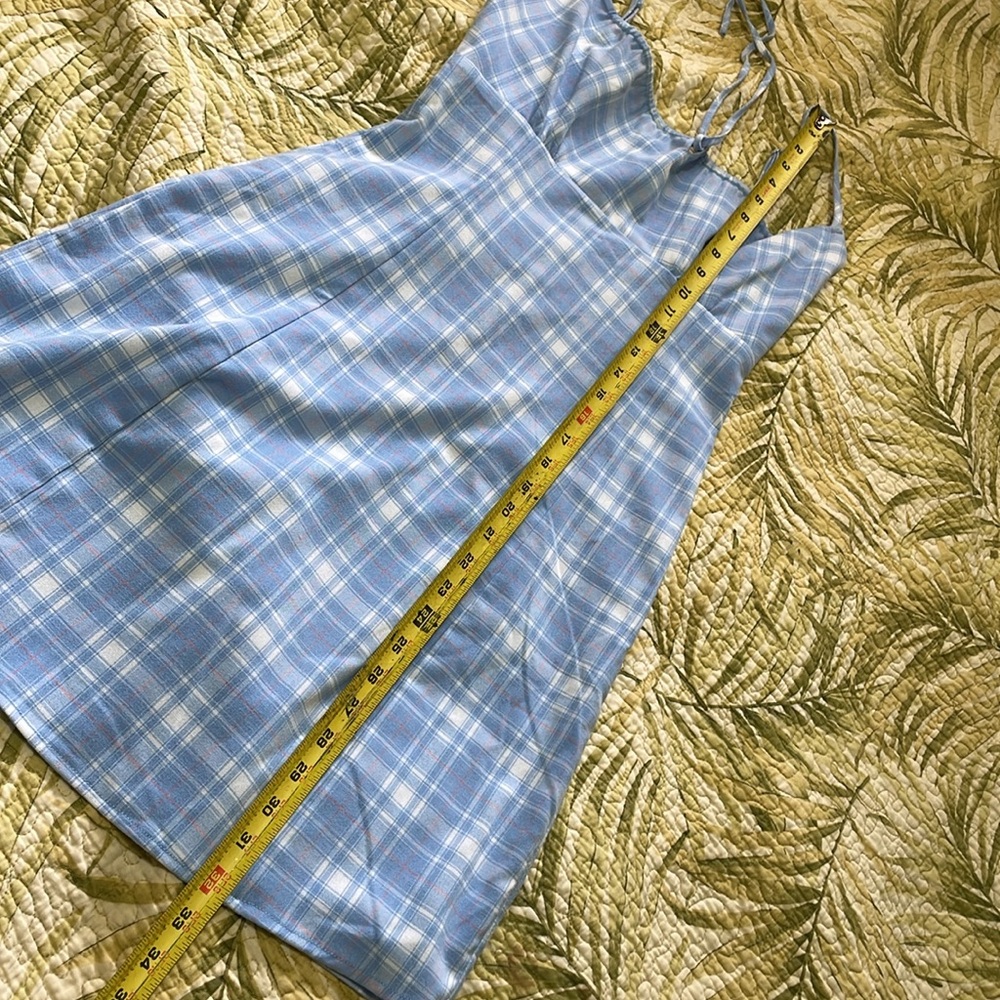 Vintage Sky Blue Plaid Chemise or slip dress - Picture 7 of 7